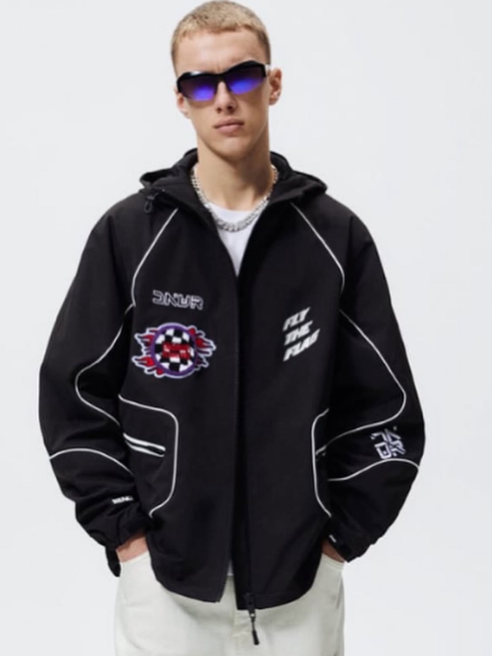 Zara Black & White 'Path Racer' Performance Jacket Size L (NWOT)  Utility Sport